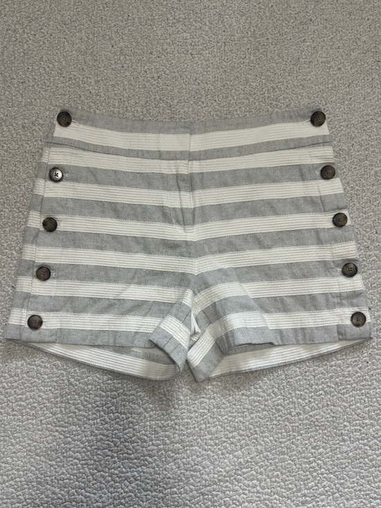 LOFT Pants - Women’s Loft High Waisted Sailor Shorts, White and Grey Stripes